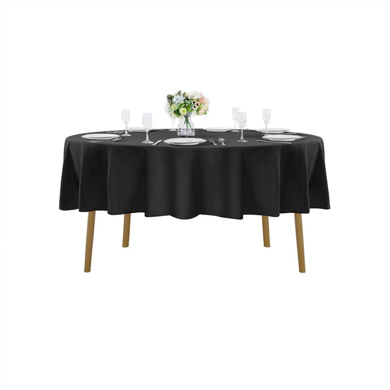 Cupuamon 70 inch Round Tablecloth Washable Polyester Table Cloth Decorative Table Cover for Wedding Party Dining Banquetï¼ˆ70 inch,Blackï¼‰ - Image 1